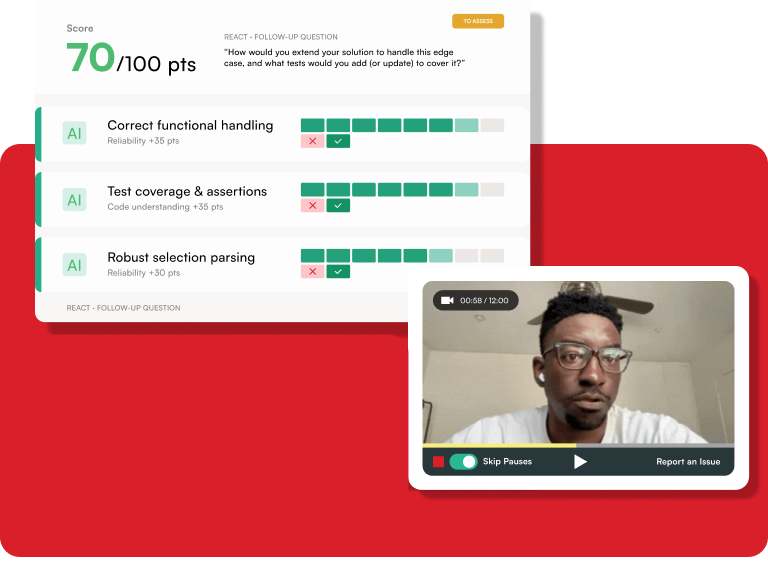 Evaluating video question responses lets you make confident screening decisions without the time consuming back-and-forth