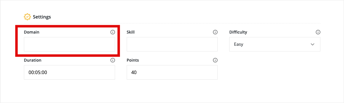 A settings section with the "domain" field highlighted.