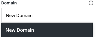 A domain dropdown list with "New domain" selected.
